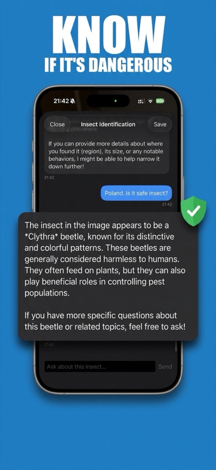 Know if it's dangerous — the app shows a venomous or harmless safety rating